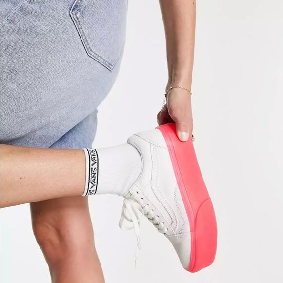 Vans Shoes - vans old skool stac suede blanc de blanc/pink women size 7.5